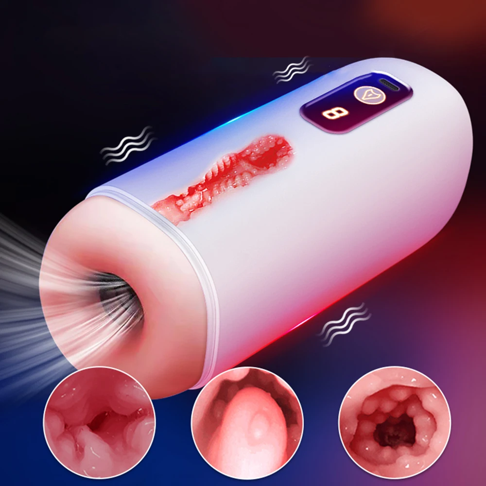 Male Blowjob Masturbator Automatic Sex Toys Lifelike Vagina Vibrator Sucking Aircraft Cup Electric Sex Machine Pocket Pusssy Adult for Man Toys