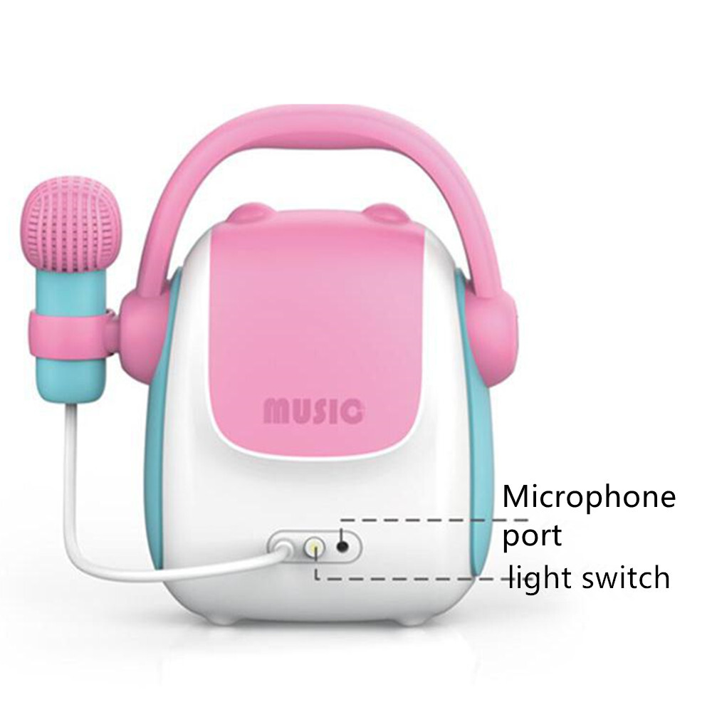 Portable Children Karaoke Machine Bluetooth Speaker Music Player Baby Wireless Audio With Microphone Child Recording Lights Toy