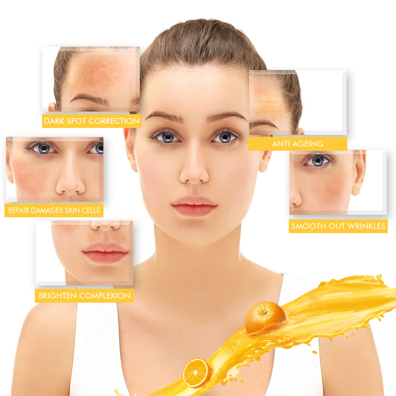 Vitamin C Whitening Freckles Serum Face Essence Remove Dark Spots Freckles Fade Melanin Nicotinamide Essence Brighten Lighten Moisturizing Facial Serum