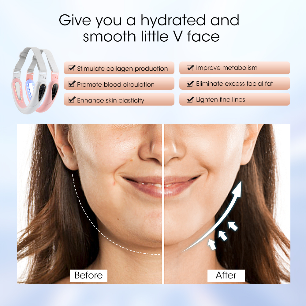 (White) EMS Microcurrent V Line Face Slimming Lifting Device Massager Skin Rejuvenation Electric Reduce Double Chin Belt Shaping Beauty Skin Care Magic Tool