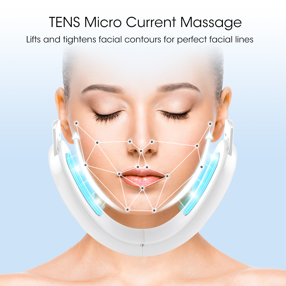 (White) EMS Microcurrent V Line Face Slimming Lifting Device Massager Skin Rejuvenation Electric Reduce Double Chin Belt Shaping Beauty Skin Care Magic Tool