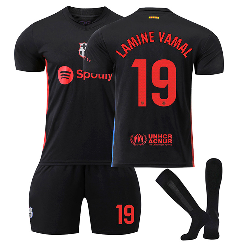 (Kids 16) 24/25 Barcelona Away #19 Lamine Yamal Football Jersey Set with Socks