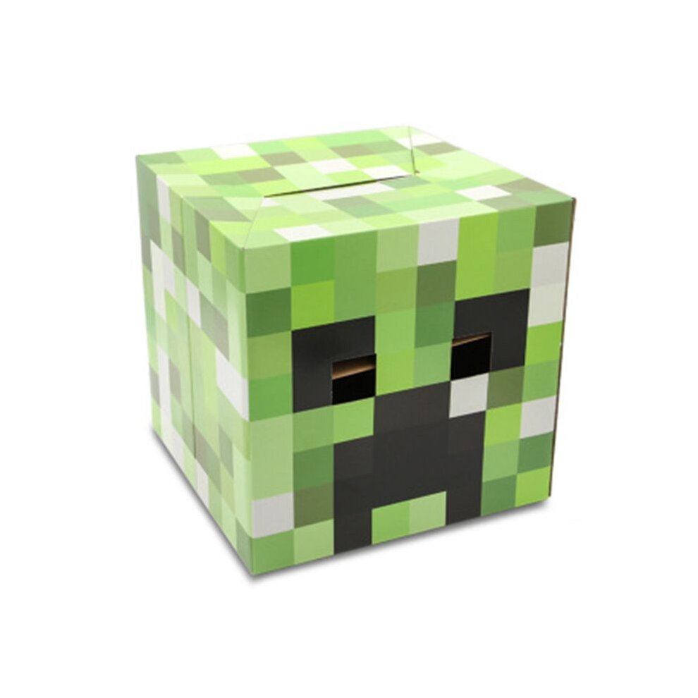 (Green Creeper) Minecraft Cardboard Headgear Box Cosplay Costume