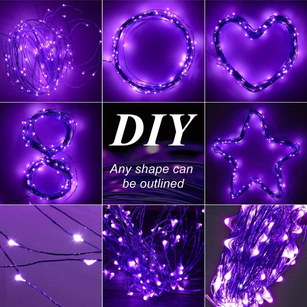 Solar Purple Halloween Lights, 72ft 200 LED Solar Halloween String Lights, 8 Modes Water