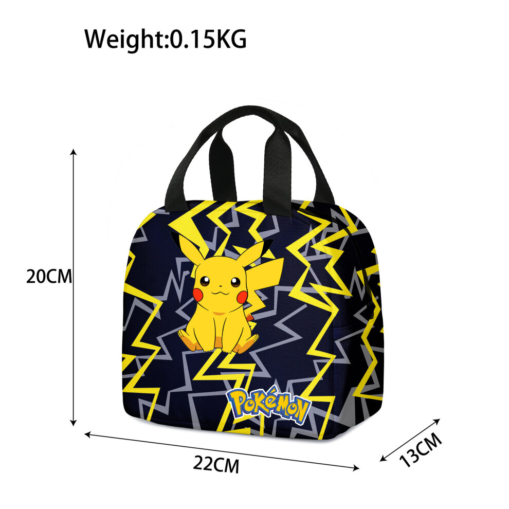 (09, 3PCS) Poku00e9mon Pikachu Backpack Lunch Bag Pencil Case Set Kids Gift