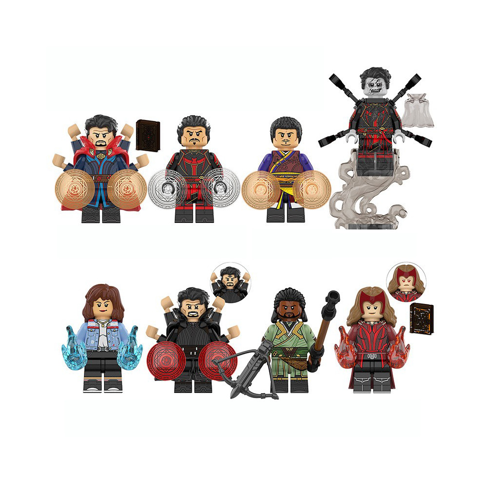 Minifigures 8Pcs Marvel Doctor Strange Scarlet Witch Building Blocks Toys Set Movie Heroes Mini Action Figures Toys Great Birthday Gift for Kids Boys and Marvel Movie Fans