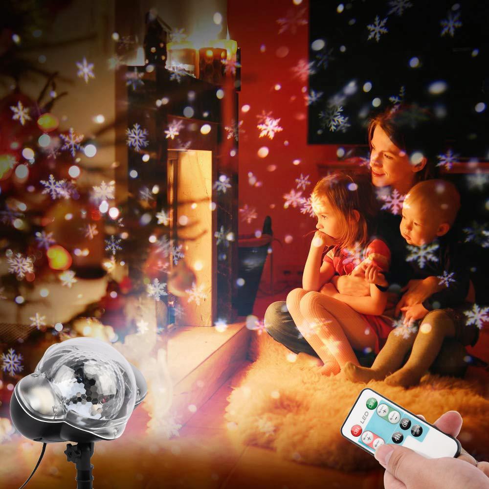 Christmas Projector Light LED Snowfall Light Rotating White Snowflake Waterproof with Wireless Remote Outdoor Indoor Use Holiday Xmas Halloween Party Wedding Patio Garden Decoration