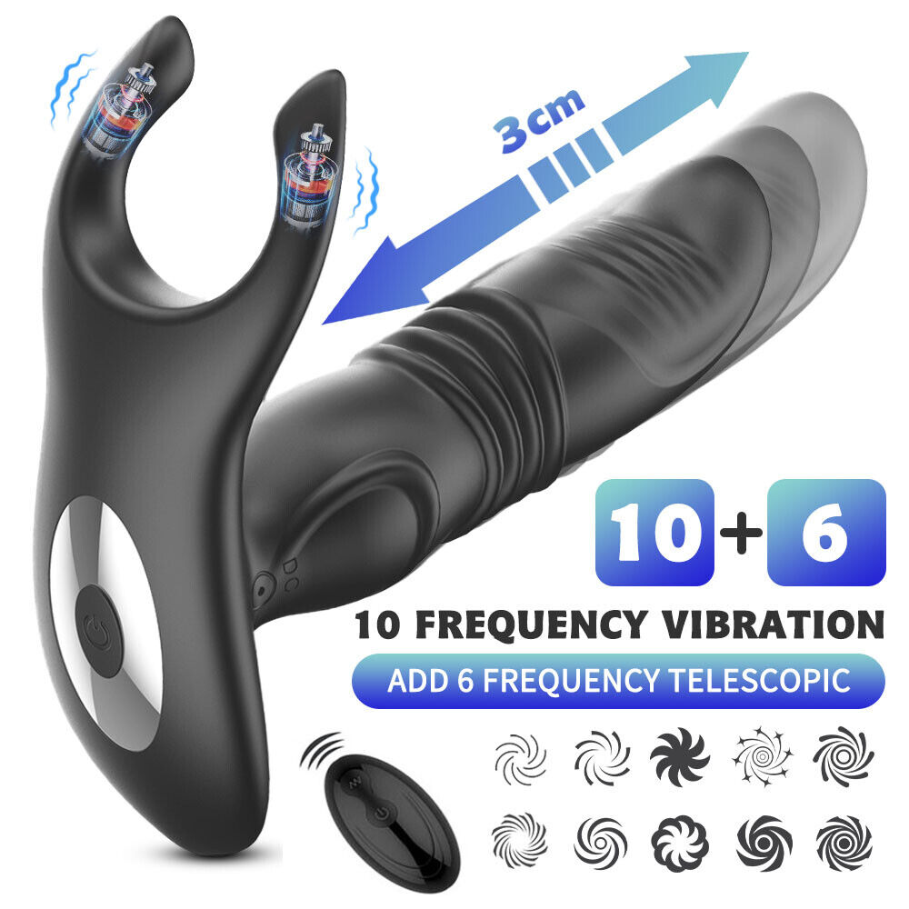 Prostate Vibrator Sex Toy Massager Telescopic Thrusting Anal Butt Plug Dildo Adult Toys for Men 10 Vibrating Modes Waterproof USB Rechargeable Masturbation Love Game Tool