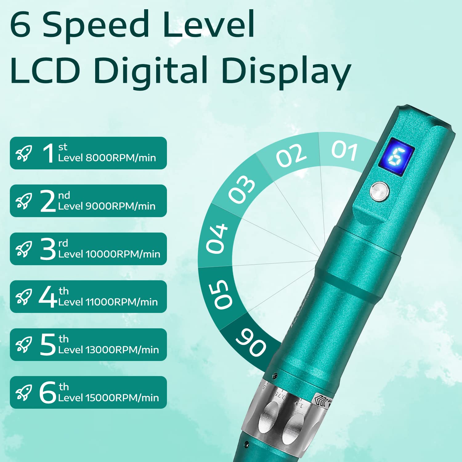 Dr.pen A6S Ultima Derma Auto Pen Microneedling Pens Wireless Electric Micro Needle Treatment Tool Kit for Skincare Wrinkle Removing Serum in 6 Speeds with 30pcs Pin Cartridges