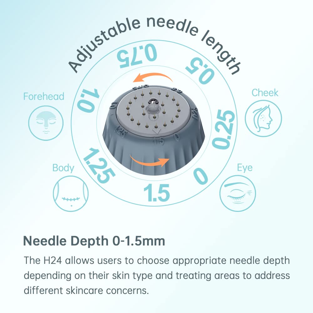 (0.25mm) Hydra Roller Derma Roller Stamp 24 Pins Titanium Serums Microneedle Skin Care Anti Aging Beauty Tools Serum Applicator Adjustable Needle Length 0.25-1.5mm