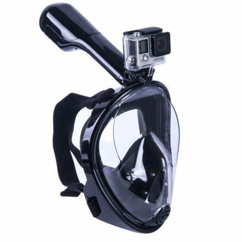 (Black L/XL) Full Face Snorkel Mask Diving Mask Swimming Scuba Set Compatible Gopro Shallow Water Snorkel Anti-Fog Anti-Leak Easy Breathing Adult Youth Kids Size