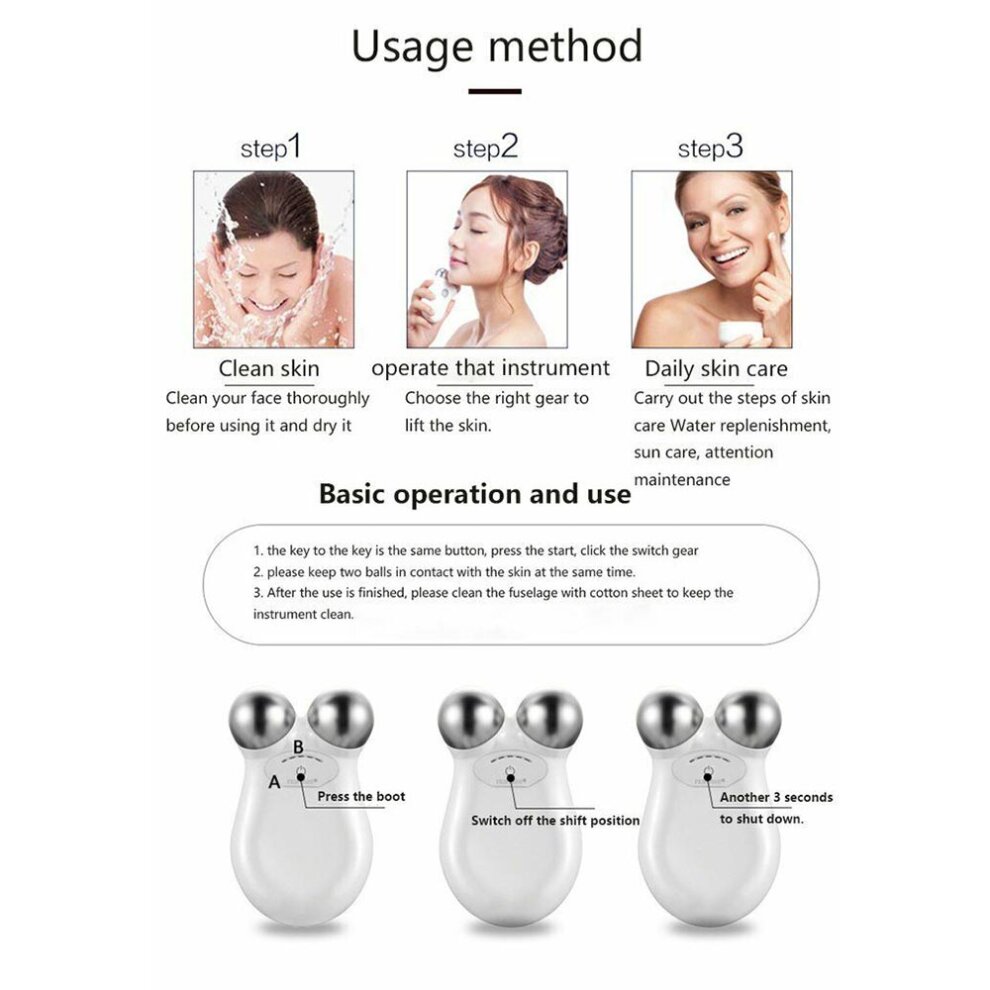 (Pink) Microcurrent Facial Slimming Device Lifting Firming Skin Rejuvenation Facial Home Beauty Magic Lines Artifact Portable