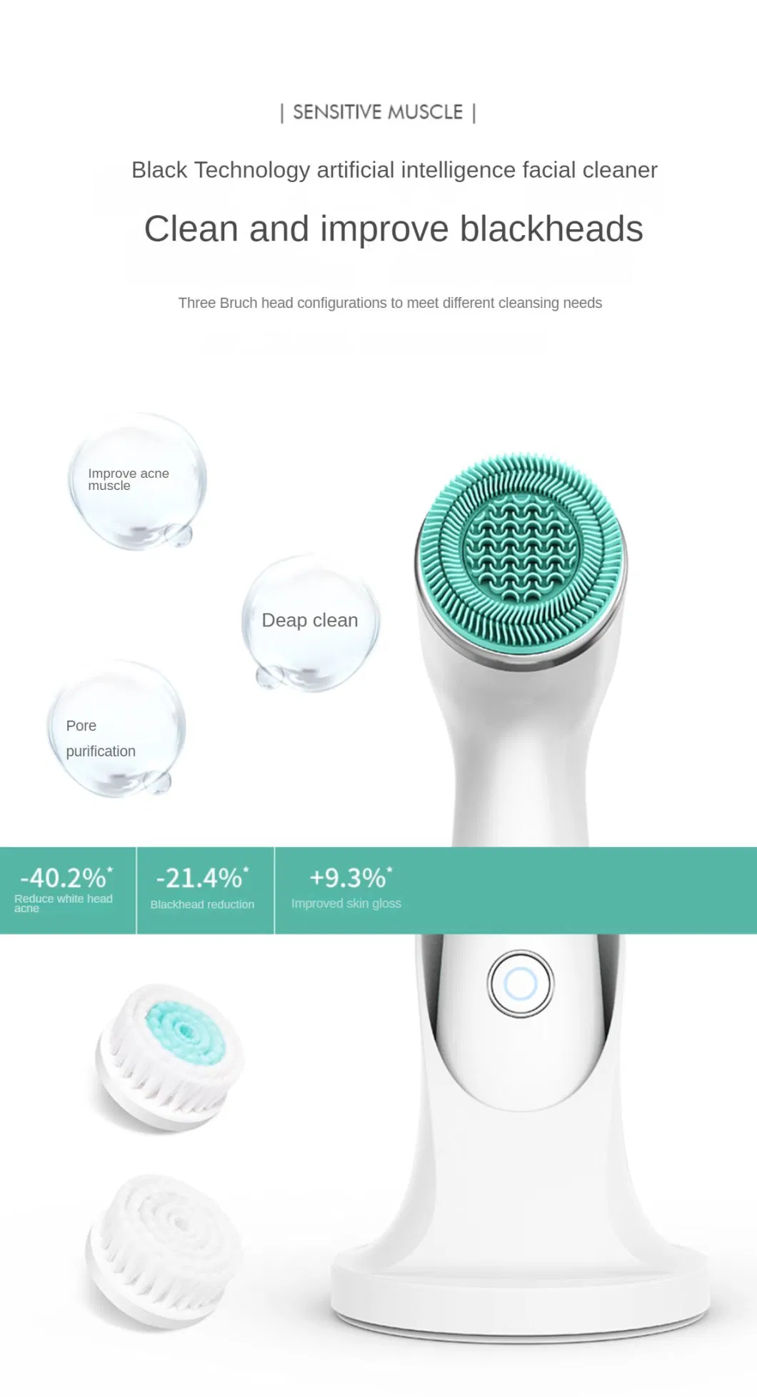Ultrasonic Face Cleanser Facial Silicone Cleansing Brush Electric Cleansing Tool Face Massager