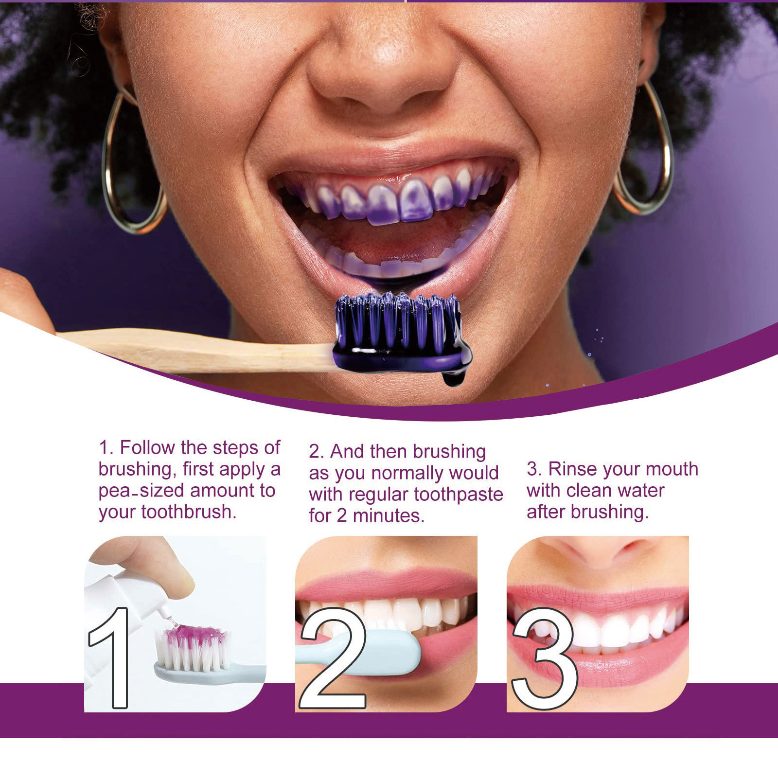 SmileEase V34 Colour Corrector Serum Tooth Whitening Purple Toothpaste Remove Tartar Repair Smoke Teeth Oral Health Care 30ml