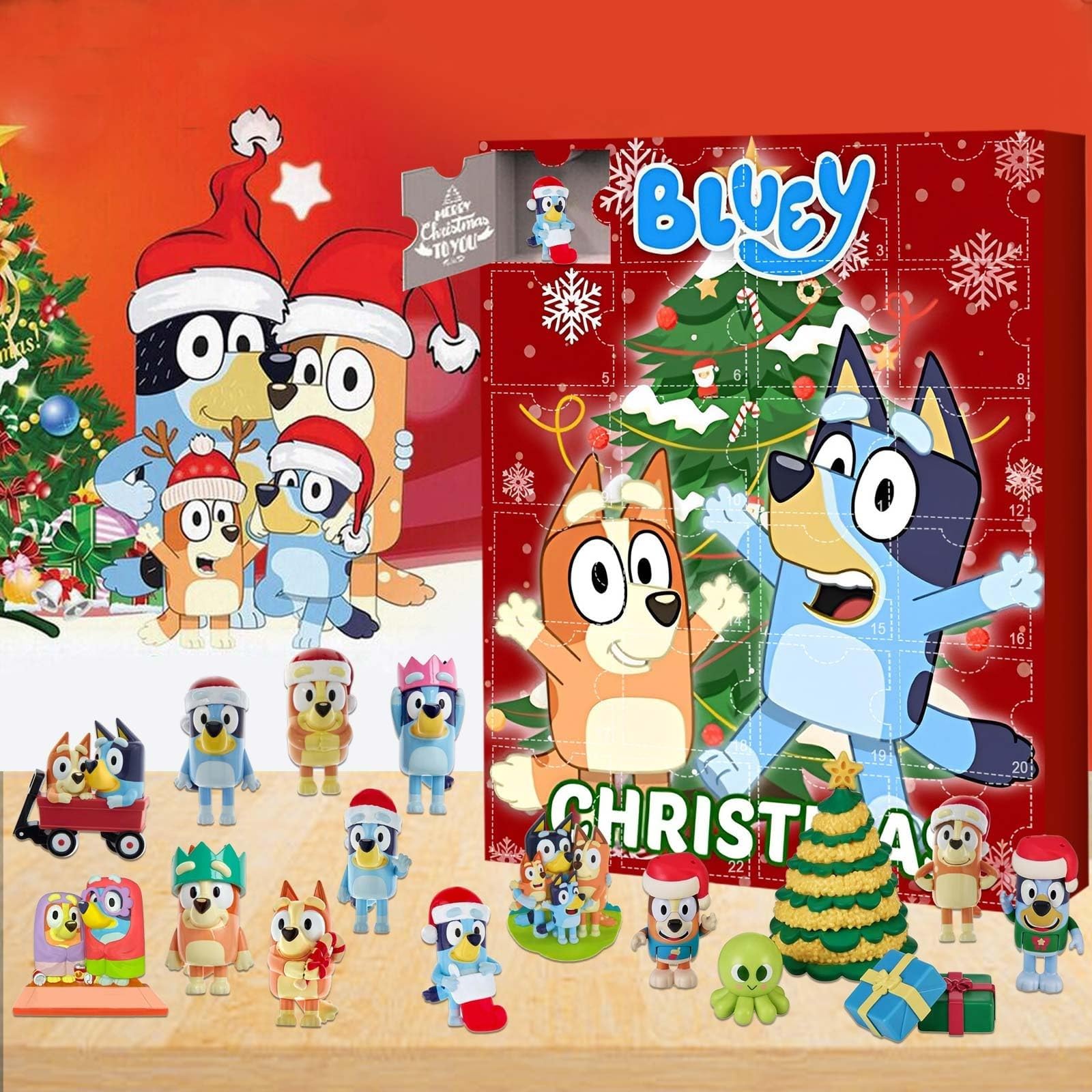 Christmas Countdown Advent Calendars Blind Box Contains 24Pcs Bluey Bingo Doll Surprise Toy Cartoon Mini Action Figures Gifts for Kids