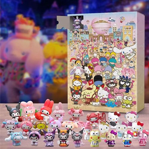 Christmas Advent Calendar 24 Days Countdown Calendar Blind Box Sanrio Anime Cartoon Doll Collectible Ornament Figure Toys Navidad Gift for Kids