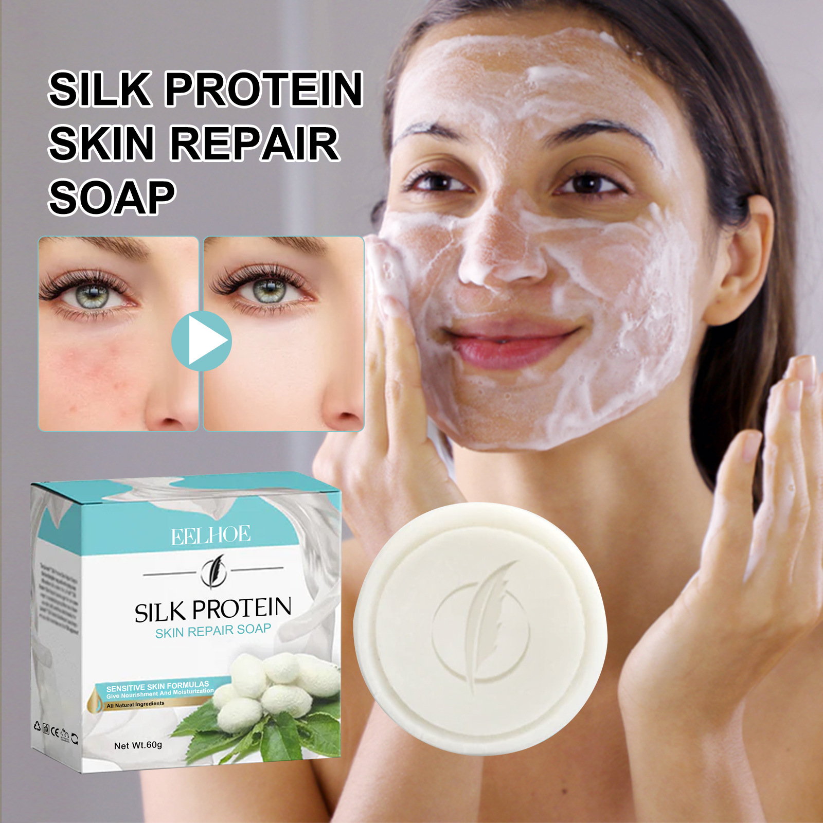 Milk Soap Silk Protein Skin Repair Soap Back Acne Treatment Soap Bars Skinferm Collagen Milk Whitening Deep Face Cleaning Wash Care