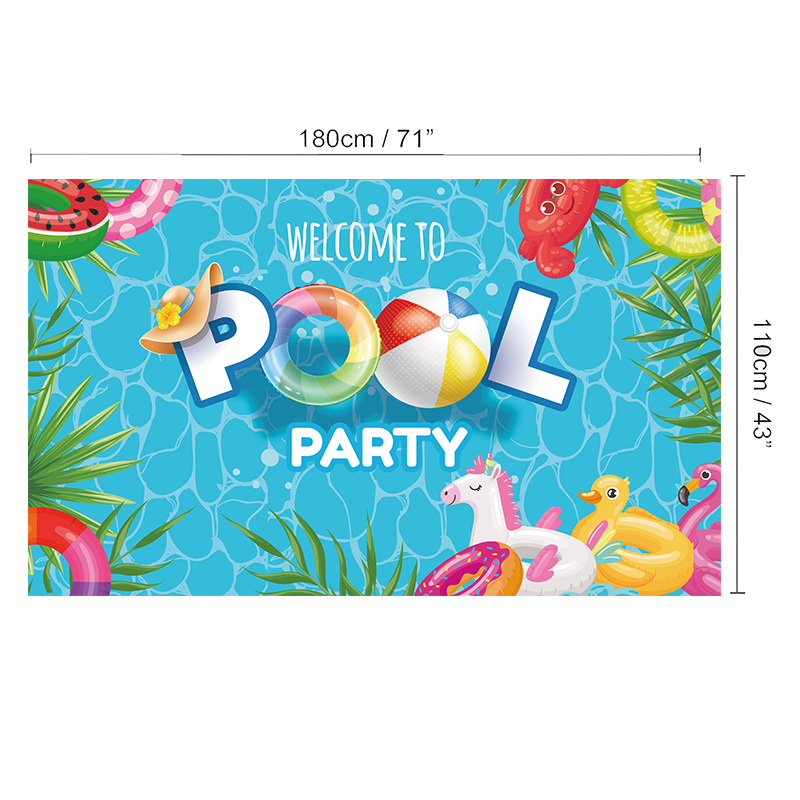 Happy Birthday Banner Pool Party Banner for Pool Party Decorations Pool Birthday Party Decorations Sign