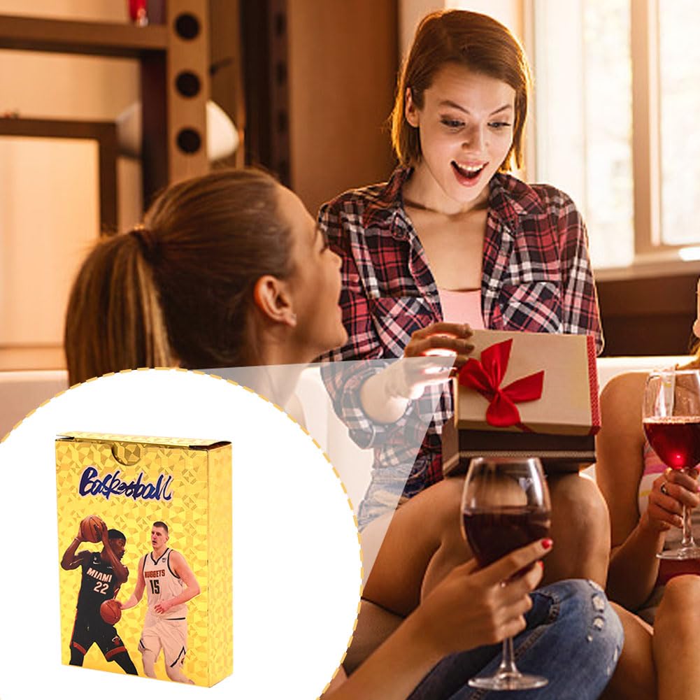 Basketball Star Card NBA Cards Basketball Card Trading Card Gold Foil Cards Collection Cards Box 55PCS Trading Cards for Kids Boys Fans Birthday Party