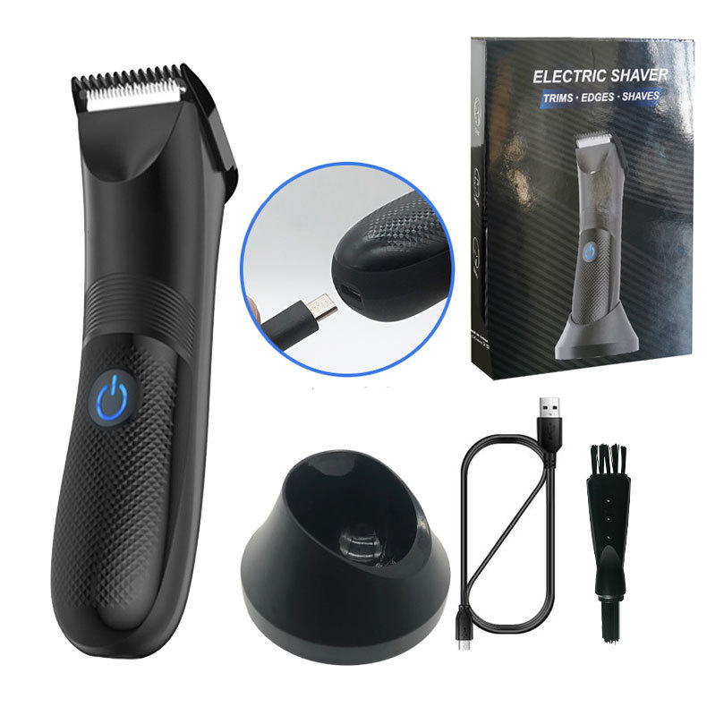 Mens Electric Shaver and Body Hair Trimmer USB Rechargeable Grooming Kit