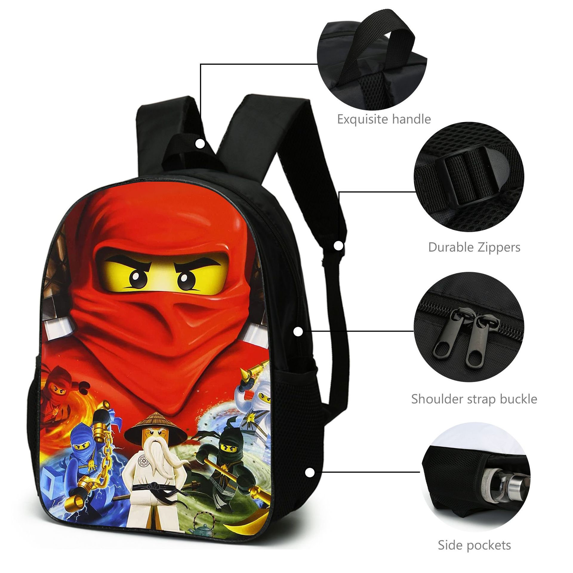 (Style 1) Ninjago 3 Pcs Set Backpack Superhero School Bag with 3D Print Design