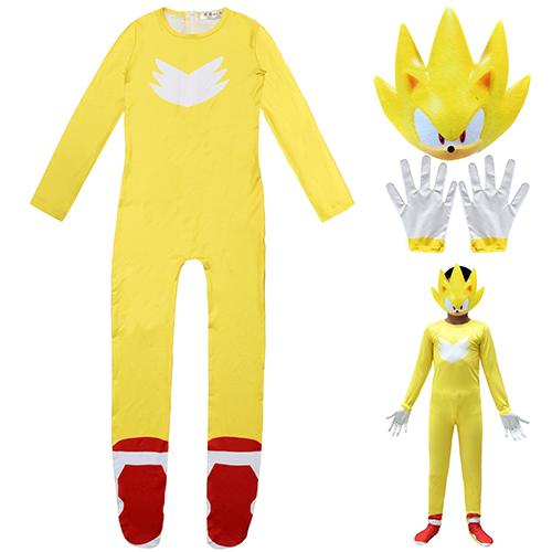 Sonic The Hedgehog Costume Halloween Costume for Kids Anime Children Game Character Cosplay Jumpsuit Bodysuit Mask Headdress Party Dress Up Christmas Gift