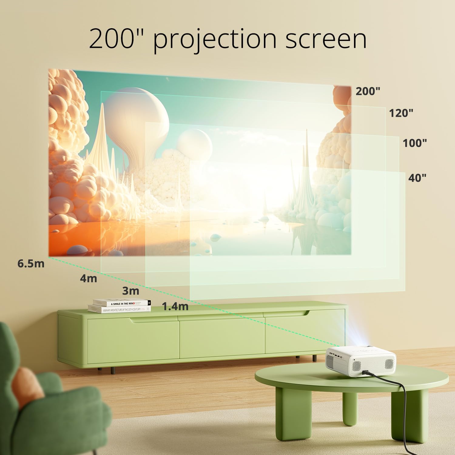 Bluetooth Projector 4K with Tripod Projector Native 1080P 18000 Lumens Bluetooth Portable Home Video Movie Projector Compatible with iOS Android HDMI USB AV and SD Card Best for Home Cinema