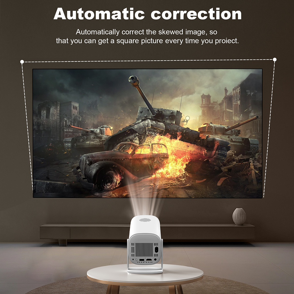 Game Projector Support 4K 1080P Android Portable Projector High Definition with 2 Wireless Game Controllers Video Game Console Home Theater Projector