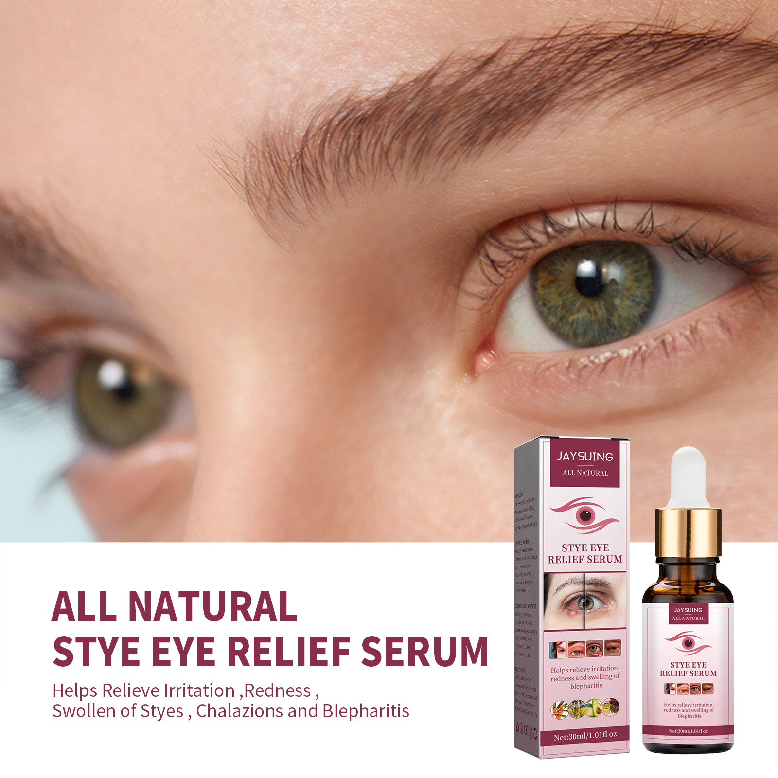 (1pc) Jaysuing Eye Swelling Relief Essence Relieve Fatigue Eyesight Remove Fat Granule Improve Redness Stye Eye Treatment Moisturizes Eye Serum 30ml