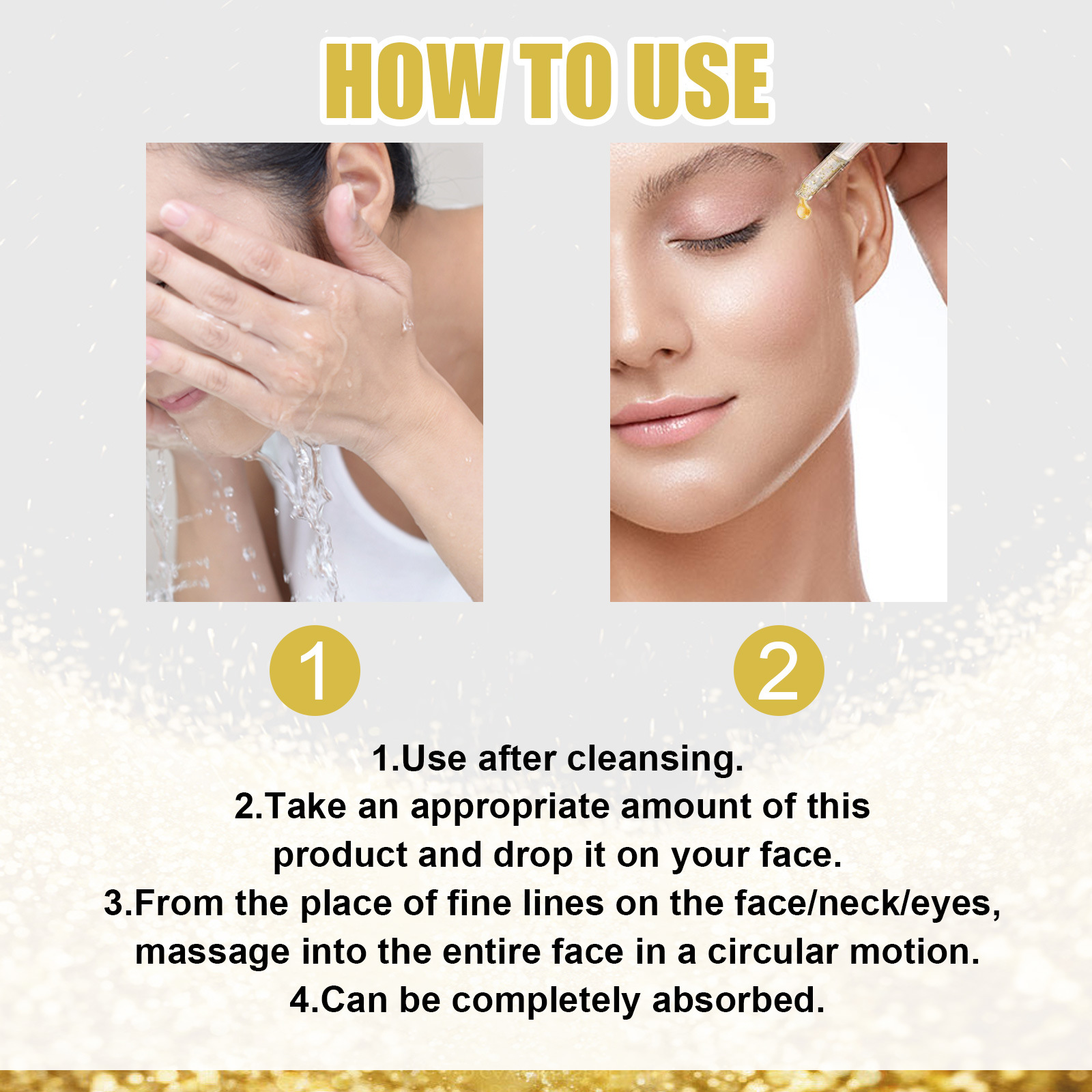 (1 PC) OUHOE 24k Gold Face Serum Moisturizing Brighten Skin Tightening Whitening Rejuvenate the Face Shrink Pores Nicotinamide Facial Serum Anti Aging Essence