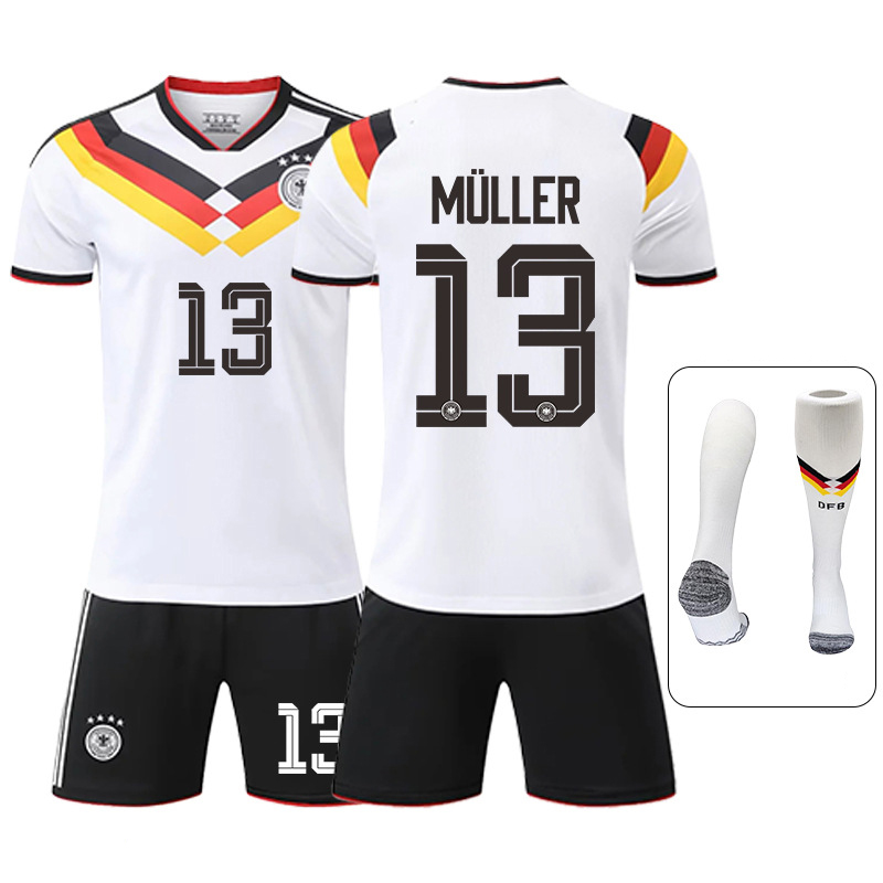 (2-3 Years) Kids Football Kit 2026 World Cup Germany Home Boys Soccer Jerseys Shorts and Socks Set No.13 Muller Fans Football Tracksuit Kits