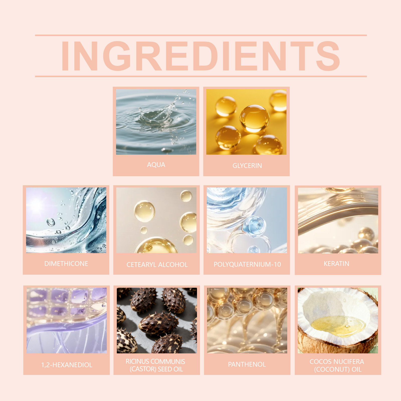 Air Dry Cream Keratin Hair Repair Treatment Castor Oil Coconut Oil Hair Styling Products Frizz Control Hair Smoothing Cream 100g