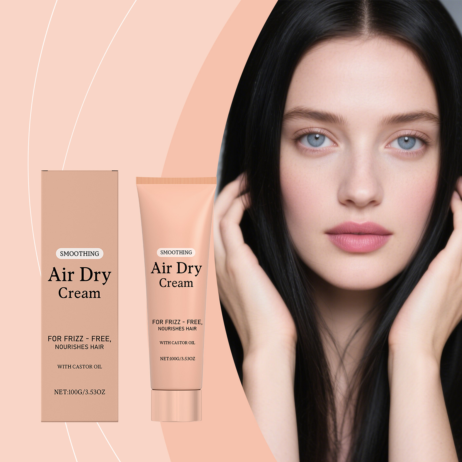 Air Dry Cream Keratin Hair Repair Treatment Castor Oil Coconut Oil Hair Styling Products Frizz Control Hair Smoothing Cream 100g