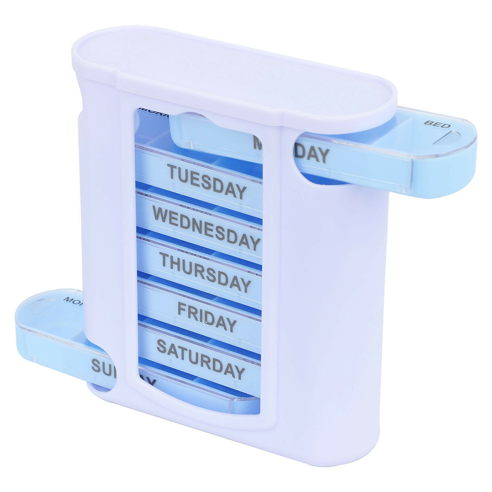 Portable Pill Box Organizer 7 Day Week Tablet Holder Medicine Tablet Drug Holder Storage Box Pillbox Case Organizer Container Splitters Pharmacy Pill Case