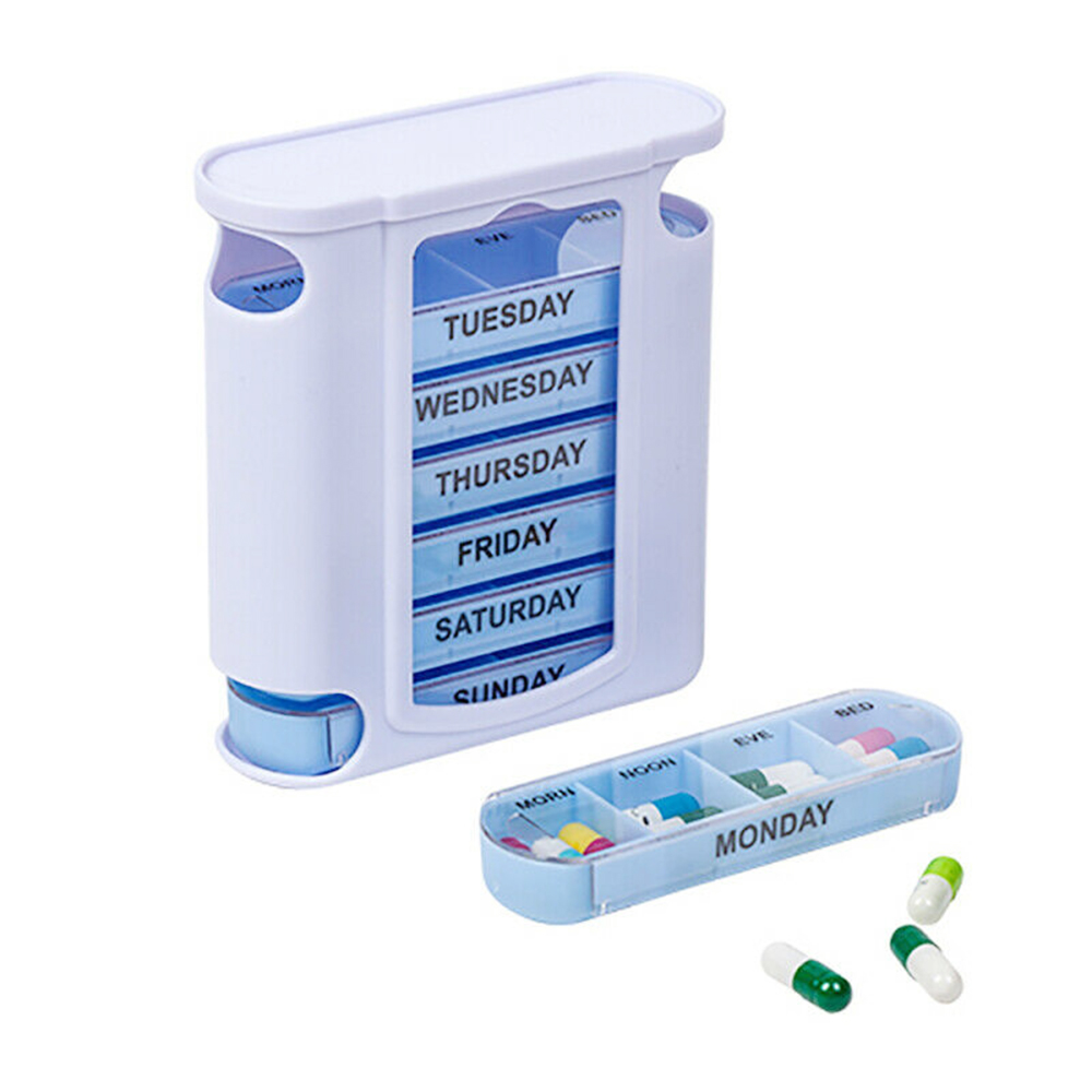 Portable Pill Box Organizer 7 Day Week Tablet Holder Medicine Tablet Drug Holder Storage Box Pillbox Case Organizer Container Splitters Pharmacy Pill Case
