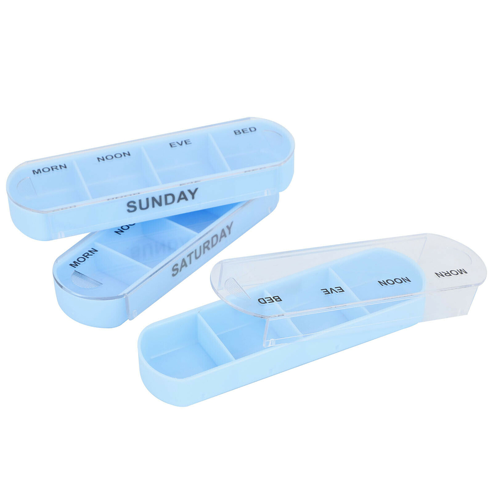 Portable Pill Box Organizer 7 Day Week Tablet Holder Medicine Tablet Drug Holder Storage Box Pillbox Case Organizer Container Splitters Pharmacy Pill Case