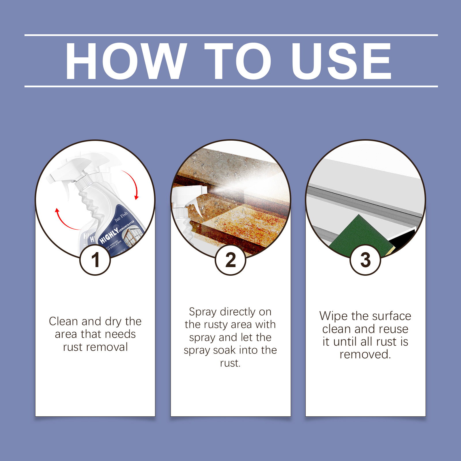 Heavy-Duty Metal Rust Remover Powerful Metal Rust Remover Car Maintenance Dissolver Fast Rust Removal 1/2/3pcs ﻿