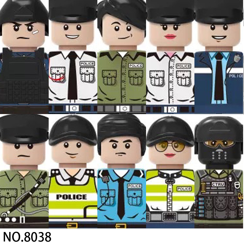 (Style D) City Profession Workers Mini Figures Building Blocks Doctor Nurse Patient Firefighter Painter Police Astronaut Farmer Bricks Toys