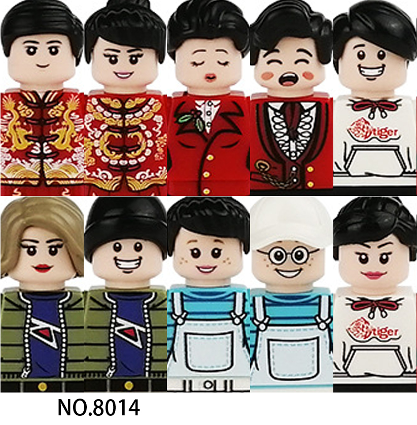 (Style D) City Profession Workers Mini Figures Building Blocks Doctor Nurse Patient Firefighter Painter Police Astronaut Farmer Bricks Toys