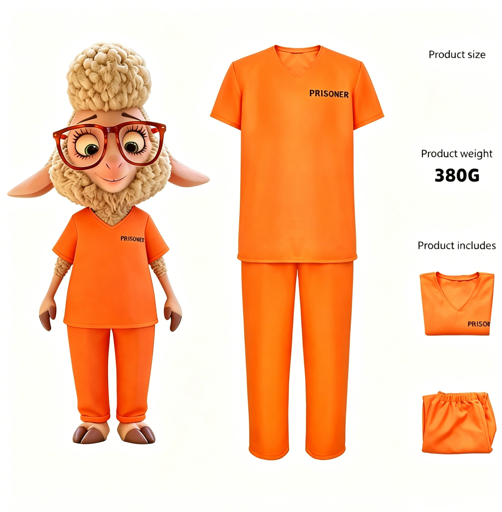 (120CM) Kids Nick Wilde Cosplay Costume Mayor Bellwether Prison Outfit for Children Stage Performance Halloween