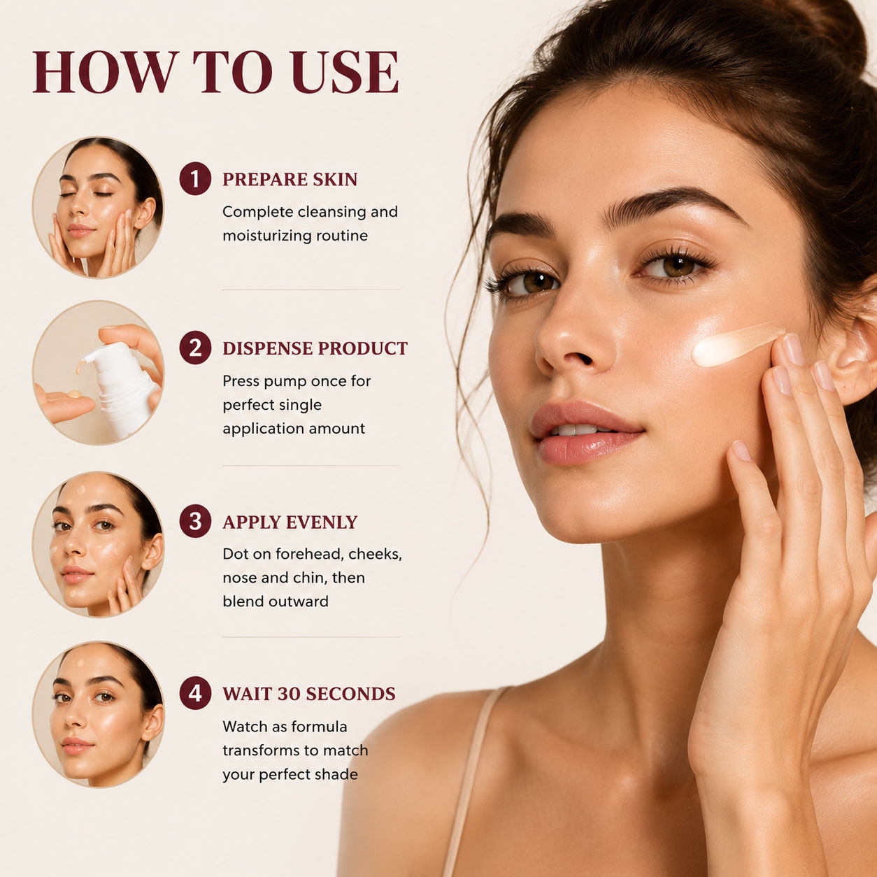 Smart Color Adapting Foundation Fluid Self Adjusting Tone for Natural Radiant Finish Home Use Natural 30ml