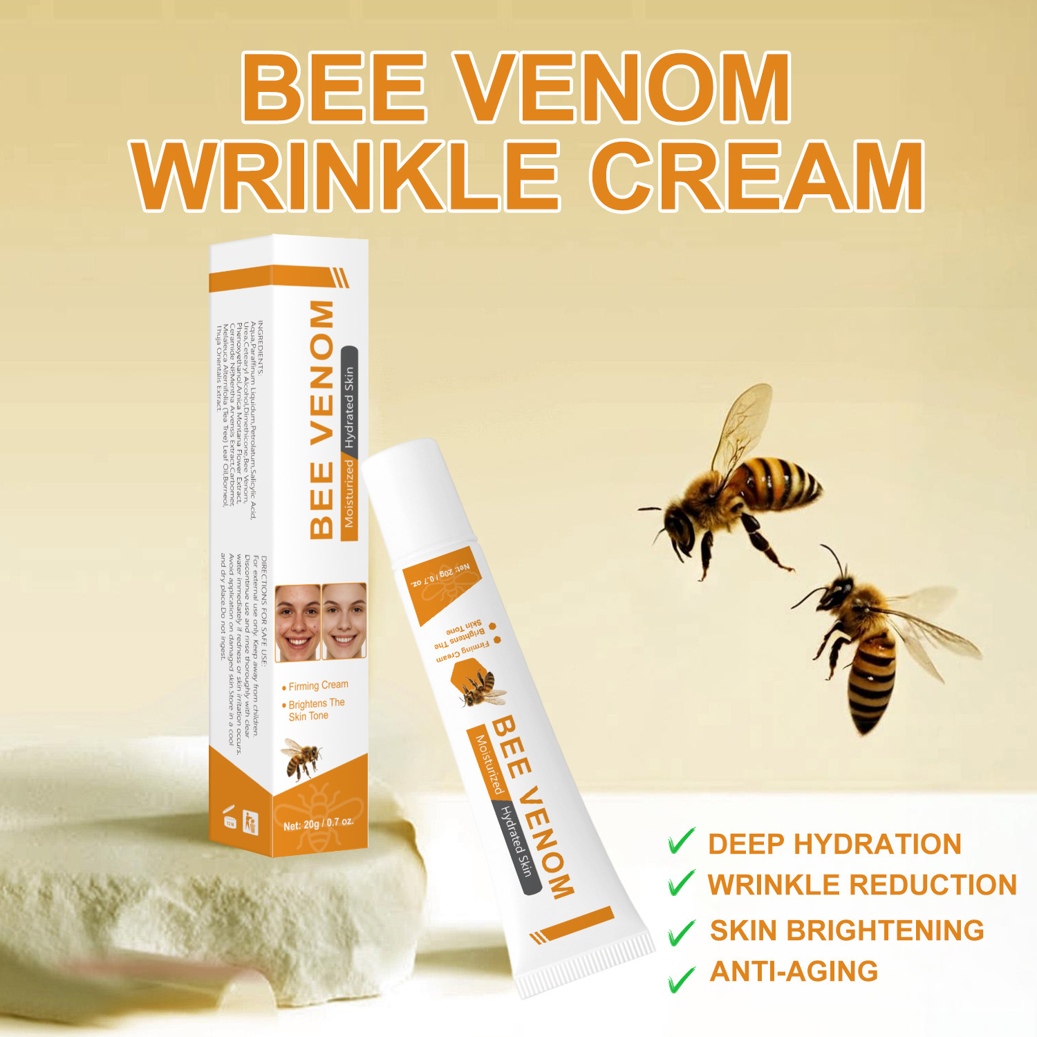 Bee Venom Face Care Cream For Skin Firming Smoothing And Daily Nourishing Treatment 20g