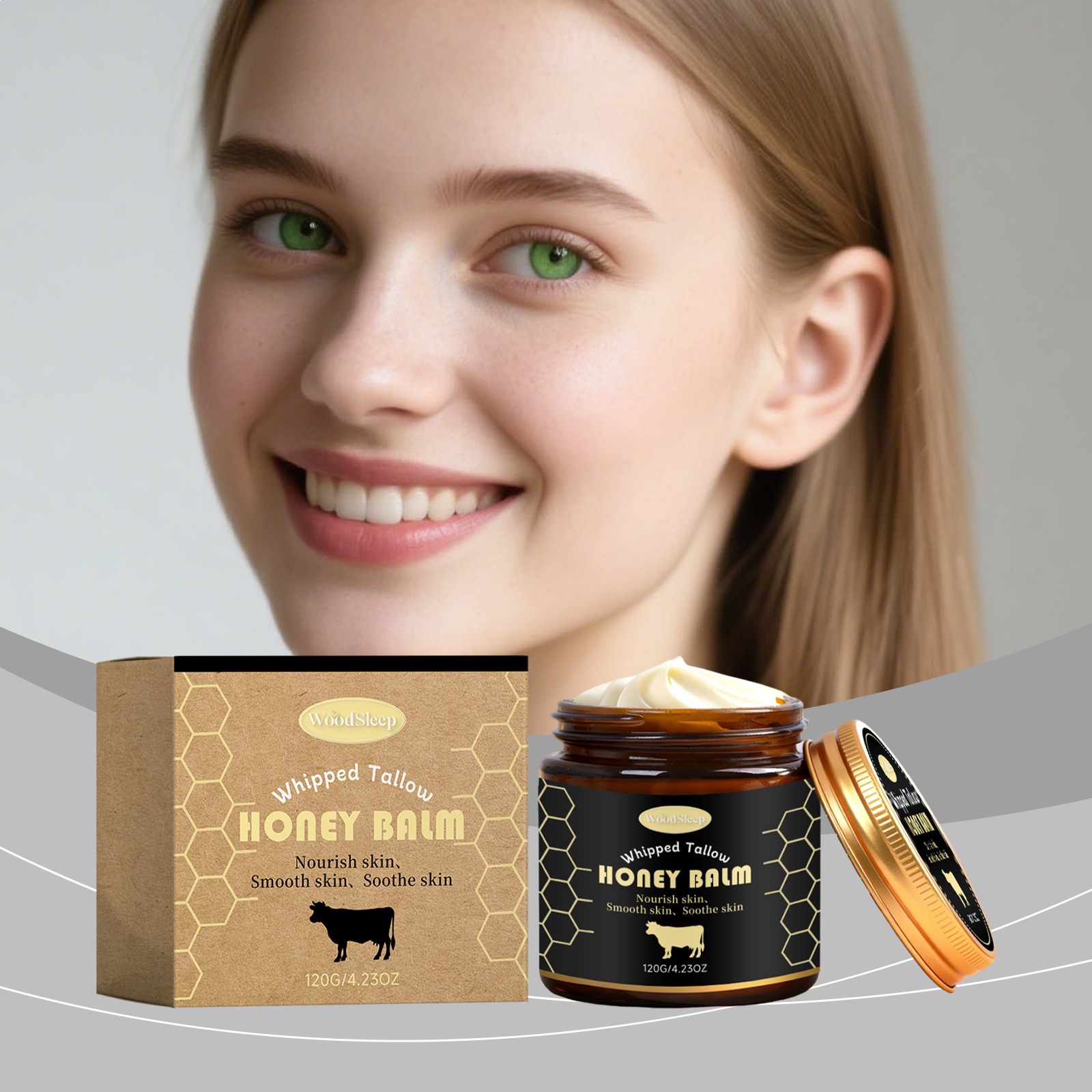 Honey Tallow Moisturising Cream Lightweight Non Greasy Nourishing Skin Care for Daily Home Use Natural 120g