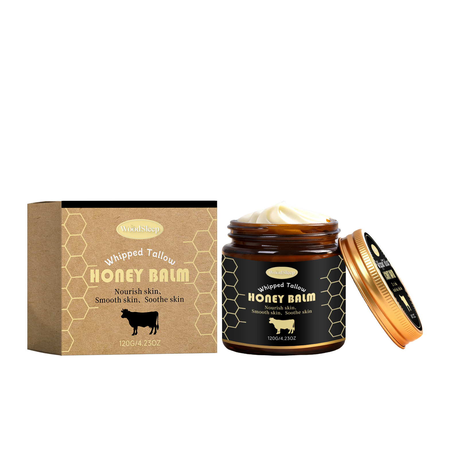 Honey Tallow Moisturising Cream Lightweight Non Greasy Nourishing Skin Care for Daily Home Use Natural 120g