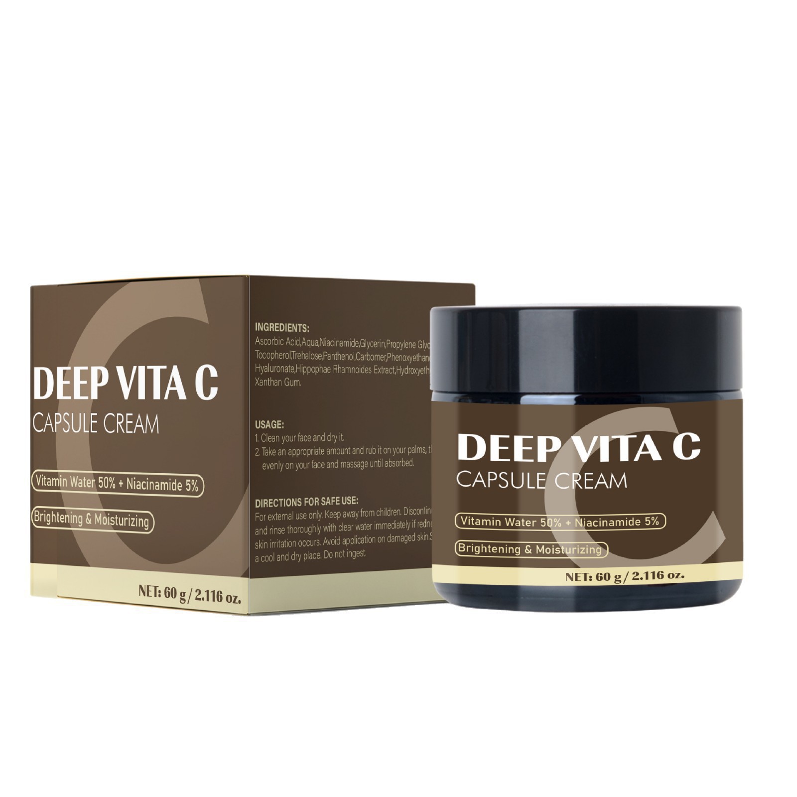 Vitamin C Face Cream Moisturising Anti Wrinkle Firming Anti Ageing Skin Care for Daily Home Use Natural