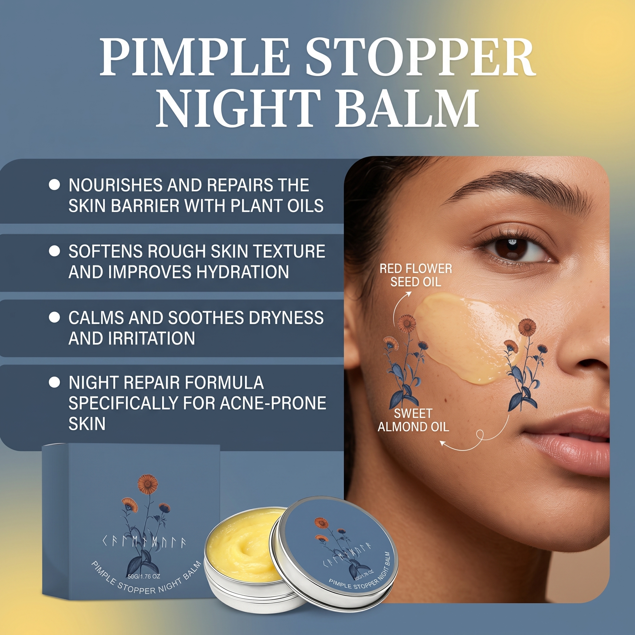 Night Skin Care Ointment Mild Moisturizing Hydrating Refreshing Cozy Portable Facial Acne Daily Skin Treatment
