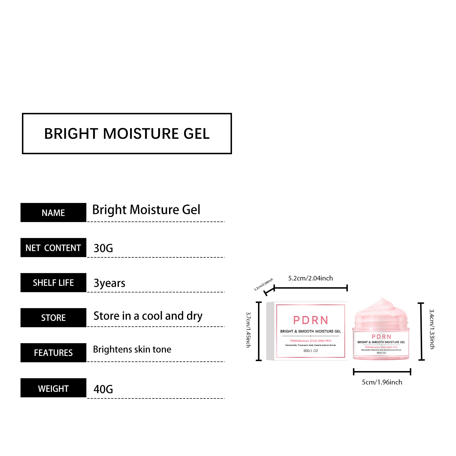 Brightening Moisturizing Gel Mild Refreshing Hydrating Soft Glossy Daily Facial Skin Care Treatment