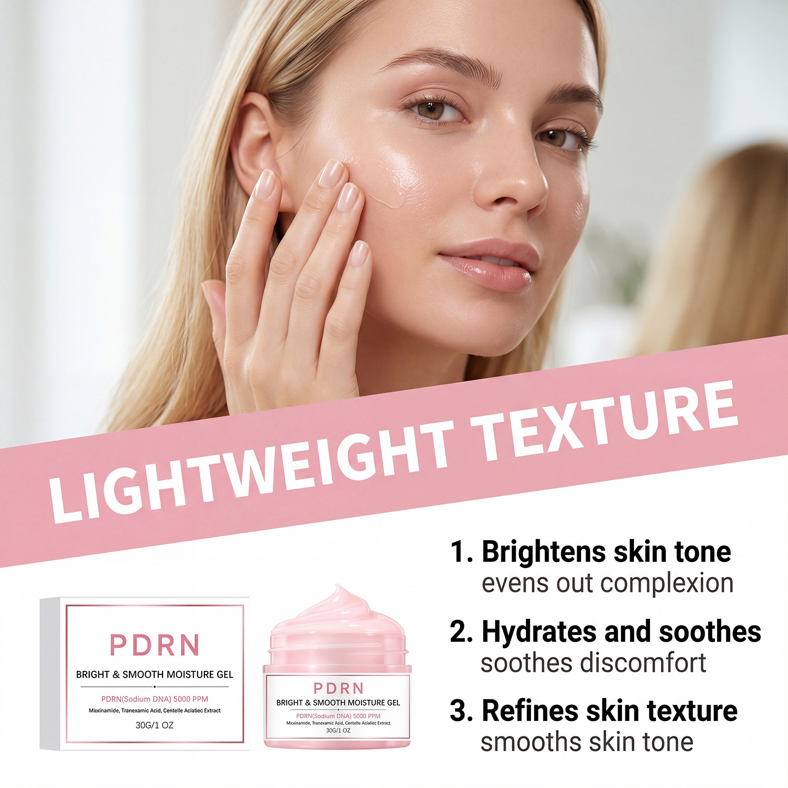 Brightening Moisturizing Gel Mild Refreshing Hydrating Soft Glossy Daily Facial Skin Care Treatment