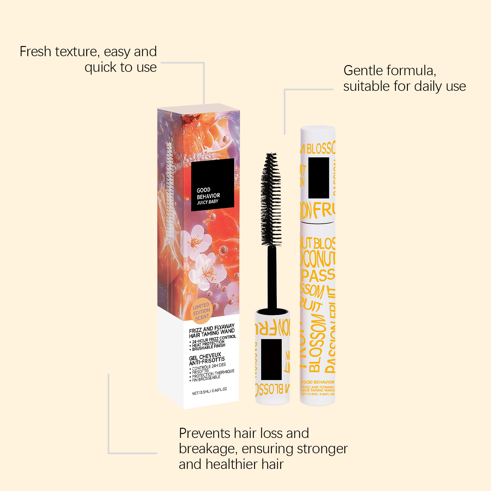 Hair Styling Stick Light Non Greasy Soft Shiny Fluffy Portable Daily Tame Broken Hair Smooth Glossy Voluminous Small