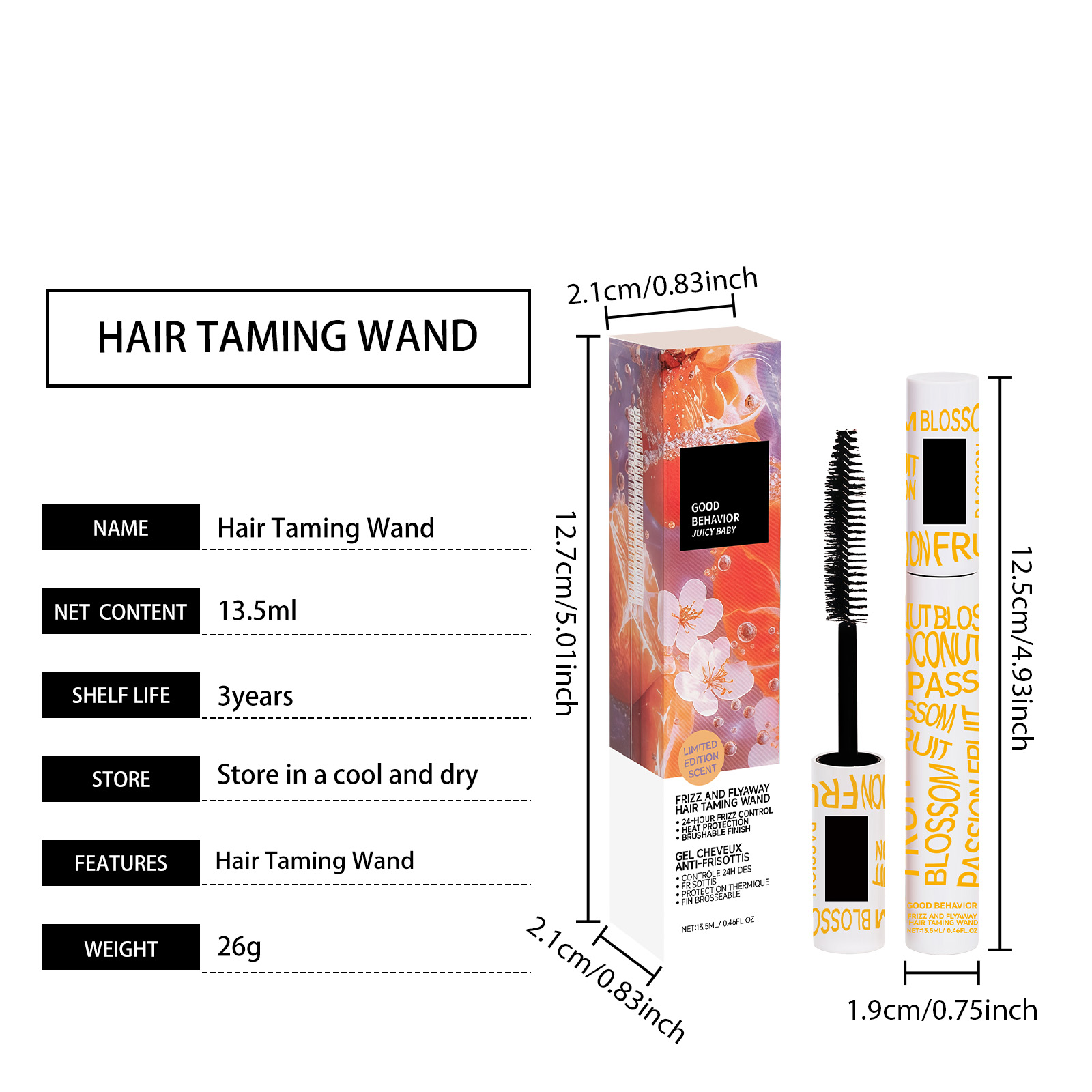 Hair Styling Stick Light Non Greasy Soft Shiny Fluffy Portable Daily Tame Broken Hair Smooth Glossy Voluminous Small